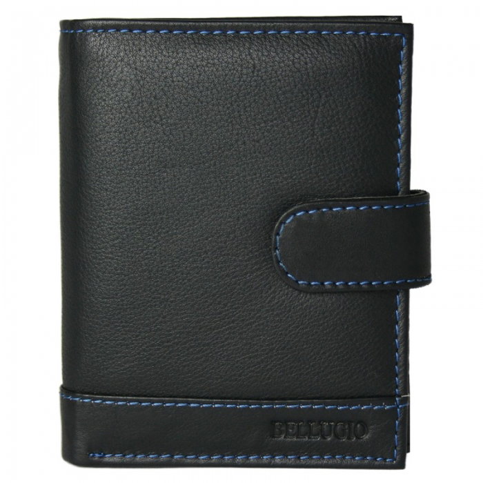 Portofel barbati din piele naturala cu cusatura albastra Bellugio PORMZ011 [1]
