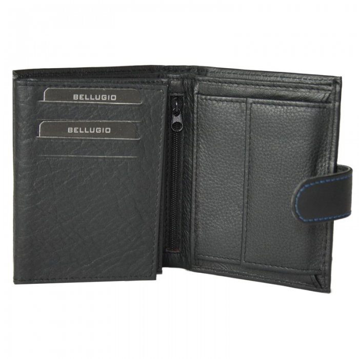 Portofel barbati din piele naturala cu cusatura albastra Bellugio PORMZ011 [2]