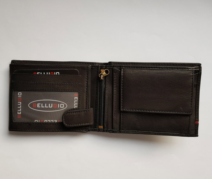 Portofel barbati din piele naturala cu dunguta albastra Bellugio PORMZ006 [2]