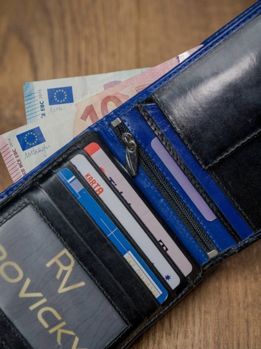 Portofel barbati, Rovicky, PORM106, Albastru, din piele naturala, cu RFID [14]