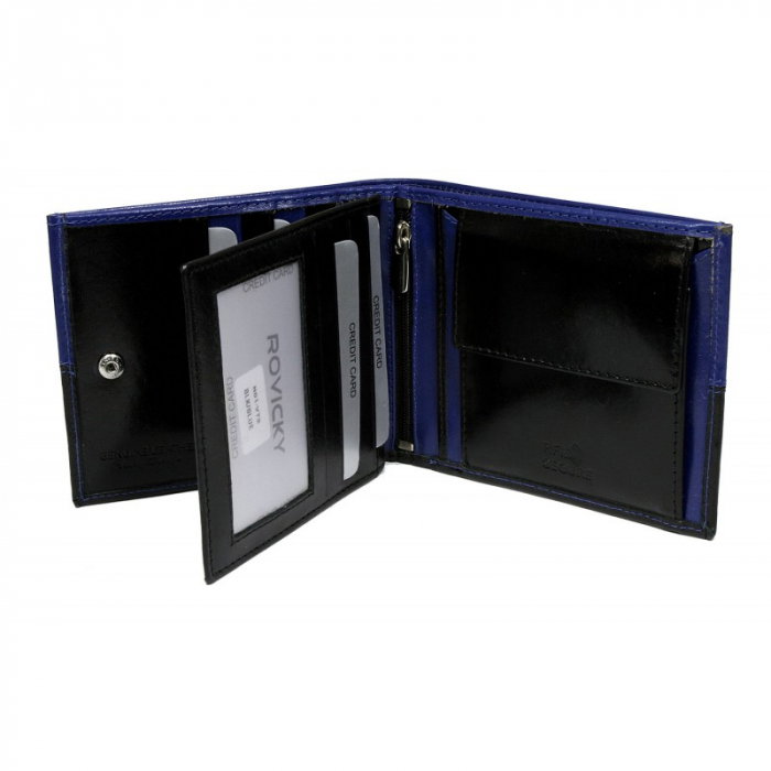 Portofel barbati, Rovicky, PORM106, Albastru, din piele naturala, cu RFID [3]