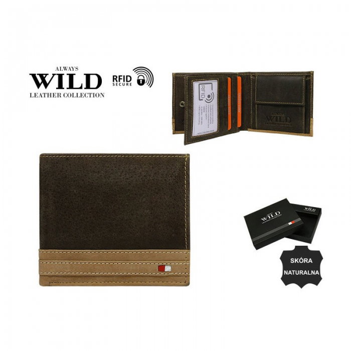 Portofel barbati din piele naturala cu protectie RFID Wild PORM576 Maron [3]