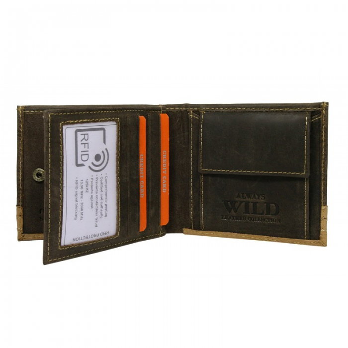 Portofel barbati din piele naturala cu protectie RFID Wild PORM576 Maron [2]