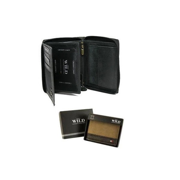 Portofel barbati din piele naturala cu protectie RFID Wild PORM588 Negru [2]