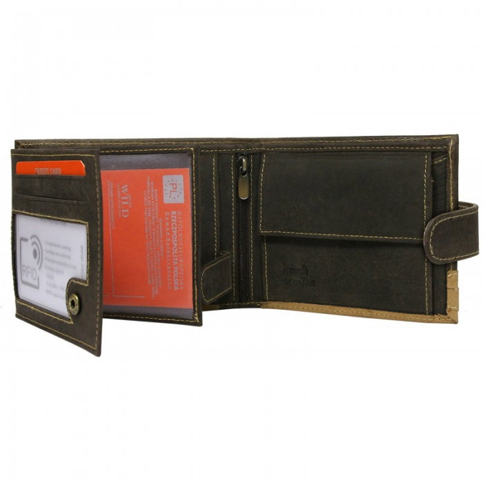 Portofel barbati din piele naturala cu protectie RFID Wild PORM604 Maron [2]