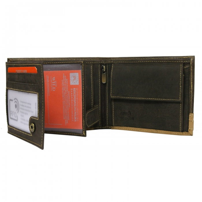 Portofel barbati din piele naturala cu protectie RFID Wild PORM612 Maron [2]
