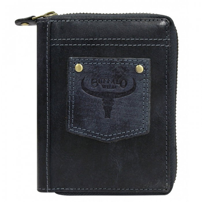 Portofel barbati din piele naturala cu protectie RFID Wild PORM629 Albastru [1]