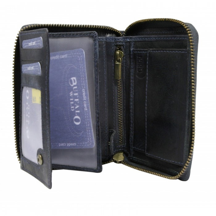 Portofel barbati din piele naturala cu protectie RFID Wild PORM629 Albastru [2]