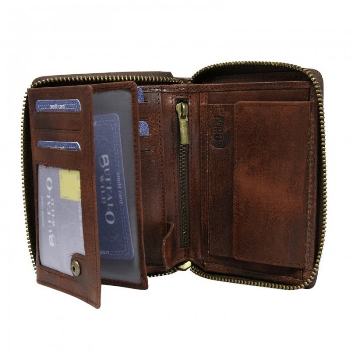 Portofel barbati din piele naturala cu protectie RFID Wild PORM630 Maron [2]