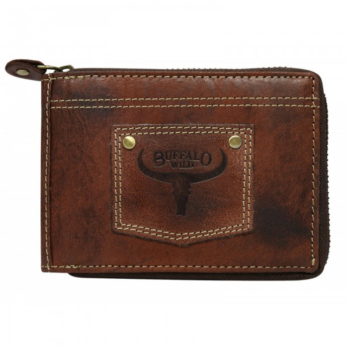 Portofel barbati din piele naturala cu protectie RFID Wild PORM635 Maron [1]