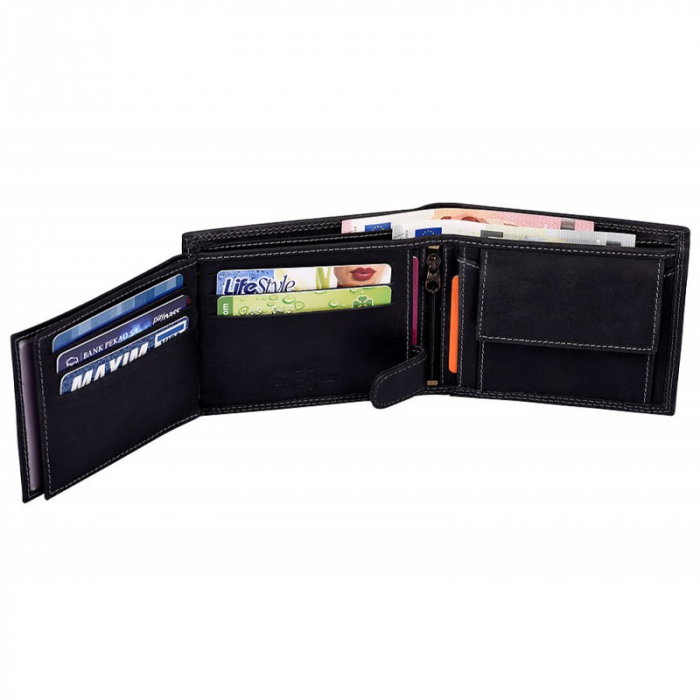 Portofel barbati din piele naturala PORMG059 Negru, cu RFID [5]