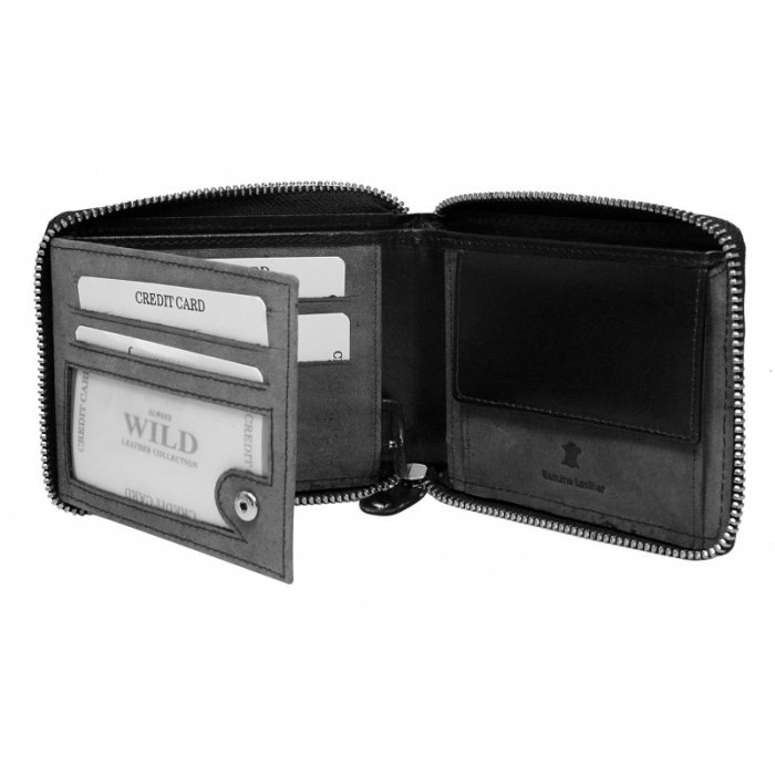 Portofel barbati din piele naturala Wild PORM567 Negru [2]