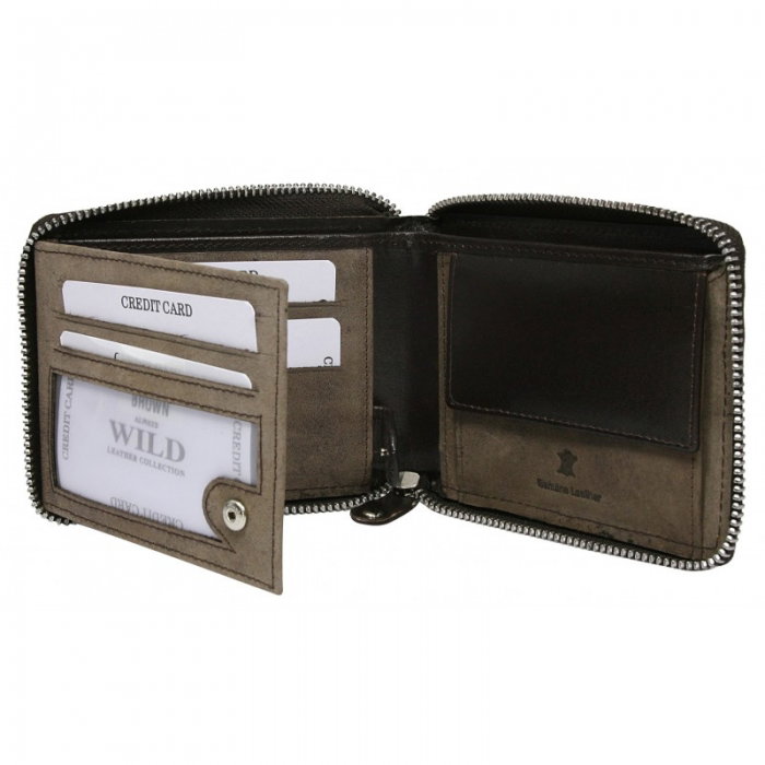 Portofel barbati din piele naturala Wild PORM568 Maron [2]