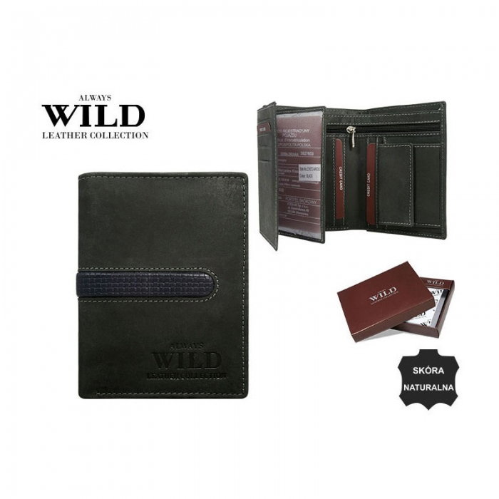 Portofel barbati din piele naturala Wild PORM571 Negru [3]