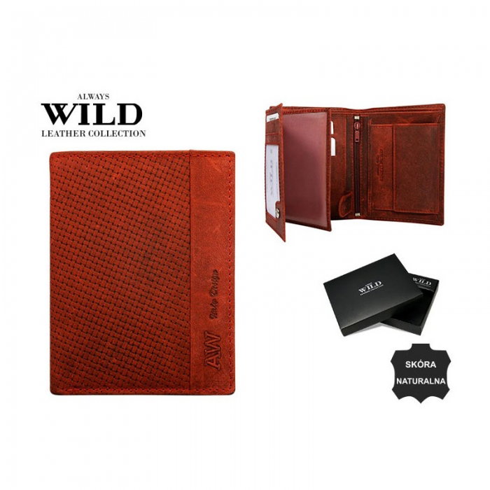 Portofel barbati din piele naturala Wild PORM582 Rosu [3]