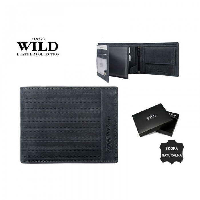 Portofel barbati din piele naturala Wild PORM595 Albastru [3]