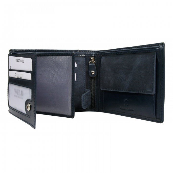 Portofel barbati din piele naturala Wild PORM602 Albastru [2]