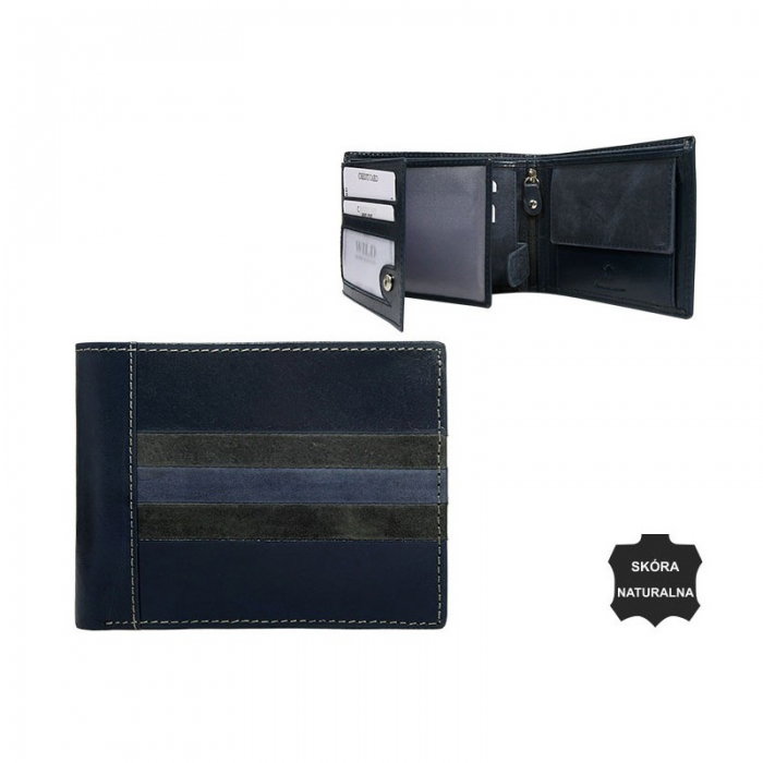 Portofel barbati din piele naturala Wild PORM602 Albastru [3]