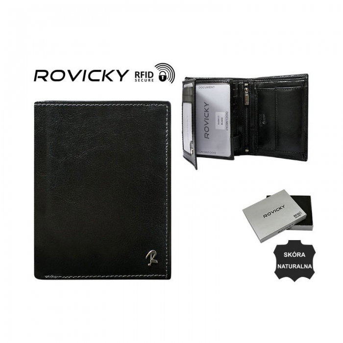 Portofel barbati piele naturala Rovicky PORM72 Negru [4]