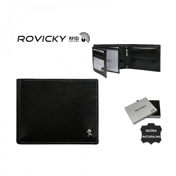 Portofel barbati piele naturala Rovicky PORM73 Negru [4]