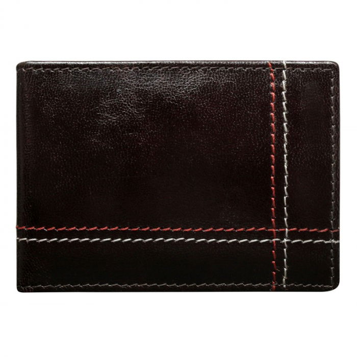 Portofel minimalist piele naturala PORMG046 Maron, cu portcard detasabil [1]