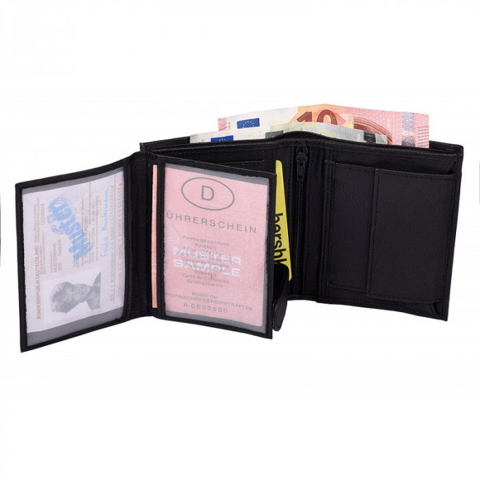 Portofel barbati, PORMG061, piele naturala, Negru, cu RFID [4]