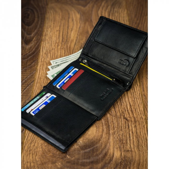 Portofel barbati, PORMG061, piele naturala, Negru, cu RFID [12]