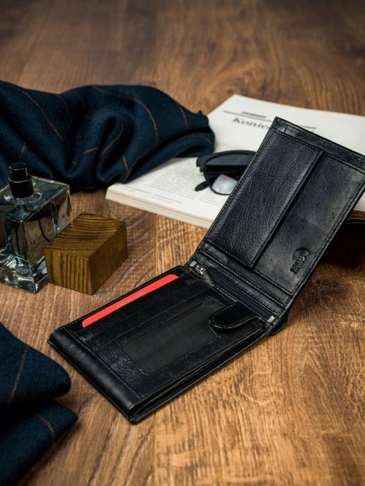 Portofel barbati, PORMG035, piele naturala, Negru, cu RFID [13]