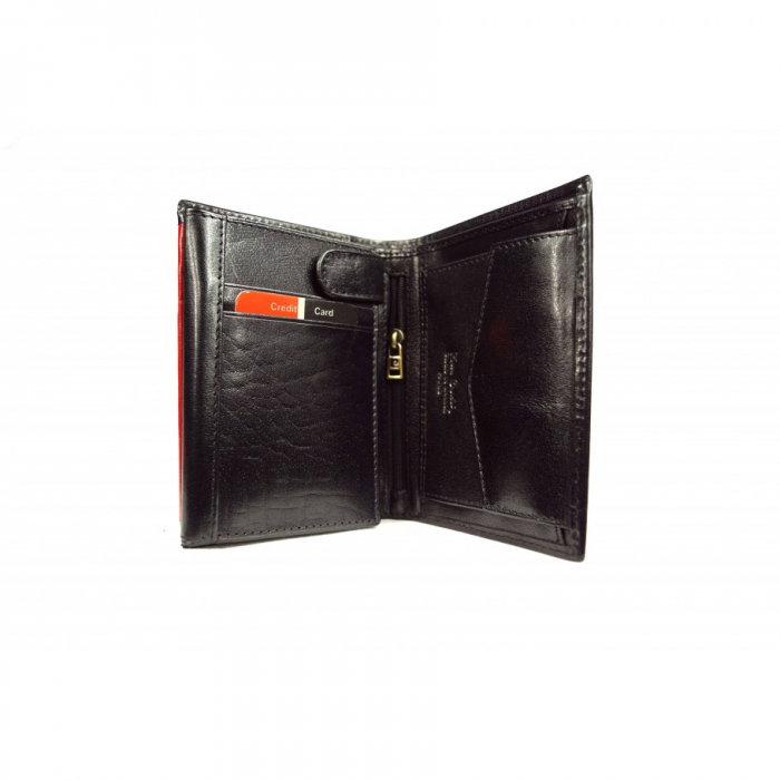 Portofel unisex PORMGP14 Negru cu Rosu, Piele naturala [3]