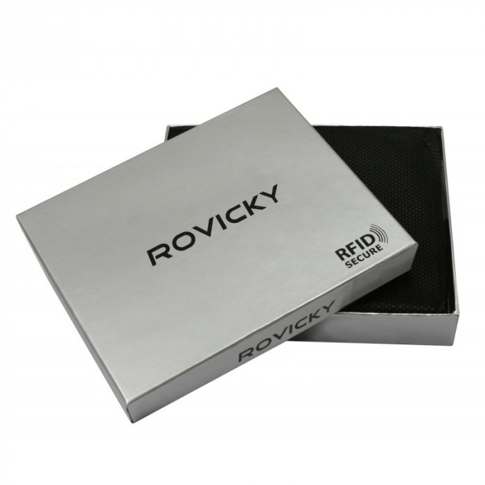 Portofel barbati premium din piele naturala Rovicky PORMG053, cu RFID, Negru [3]
