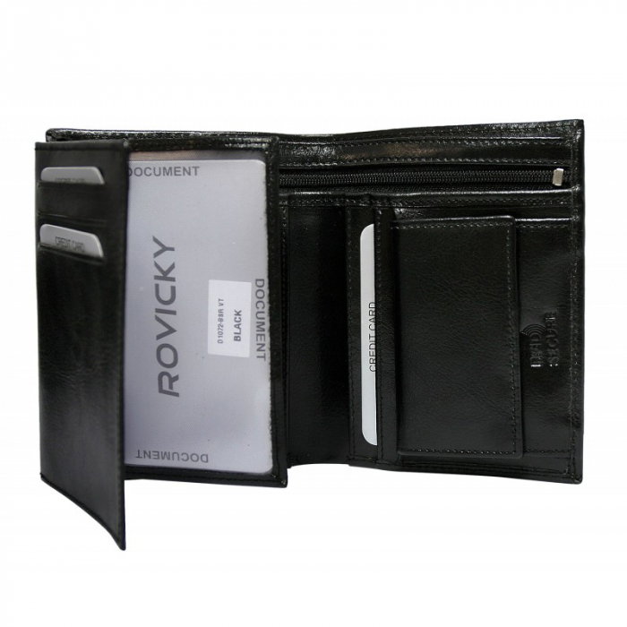 Portofel barbati premium din piele naturala Rovicky PORMG053, cu RFID, Negru [2]