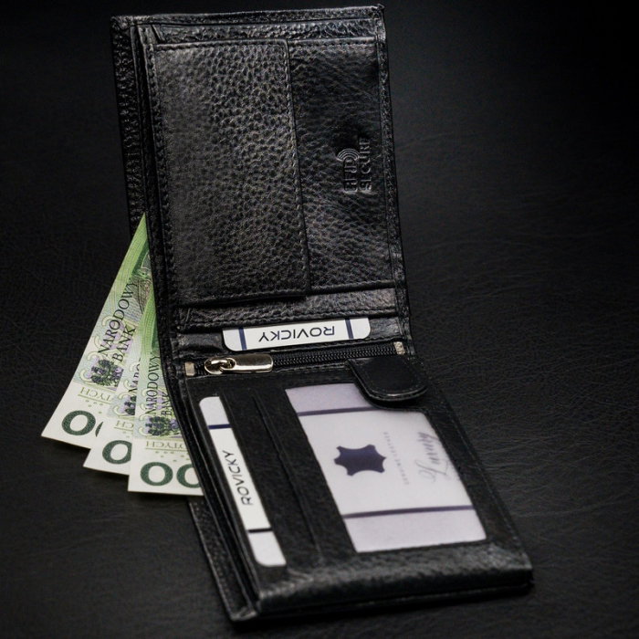 Portofel barbati premium din piele naturala Rovicky PORMG202, cu RFID, Negru [6]
