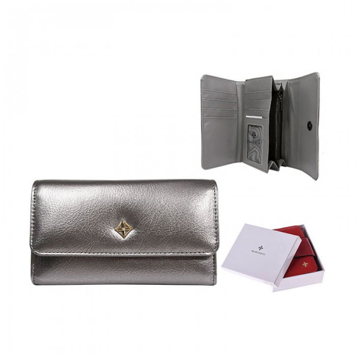 Portofel dama din piele ecologica Milano Design PORT537 Argintiu [3]