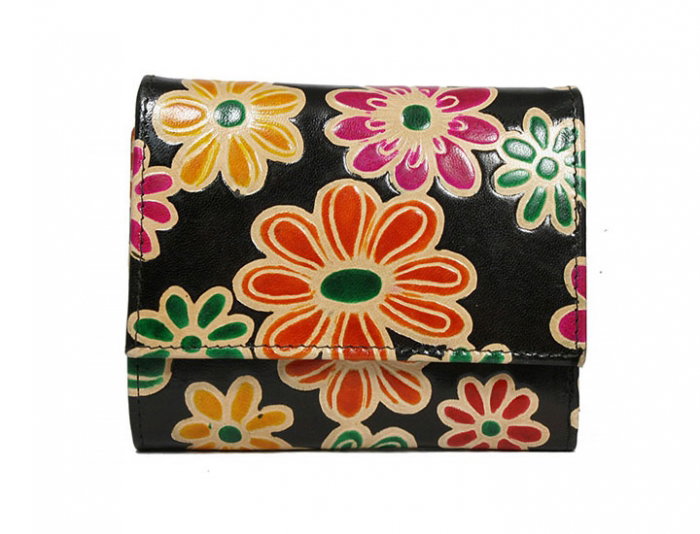 Portofel dama din piele naturala cu model floral  PORT632 [4]