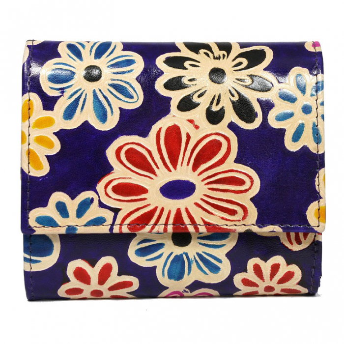 Portofel dama din piele naturala cu model floral  PORT633 [4]