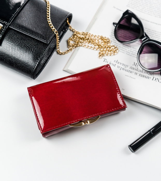 Portofel dama din piele naturala PORTG502, Rosu, Rovicky, RFID [5]