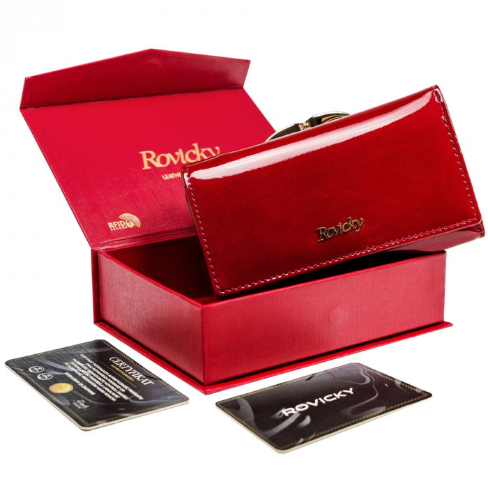 Portofel dama din piele naturala PORTG502, Rosu, Rovicky, RFID [1]