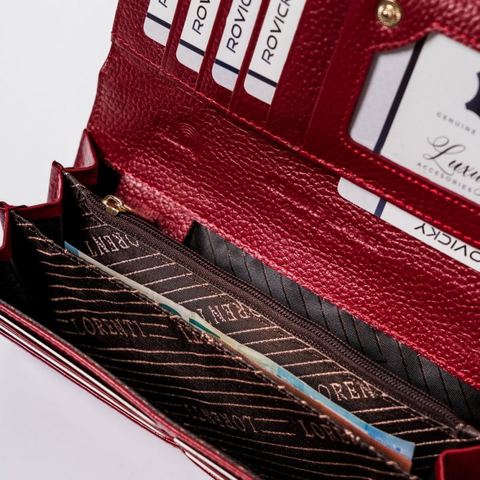 Portofel dama din piele naturala PORTG504, Rosu, Lorenti, RFID [3]