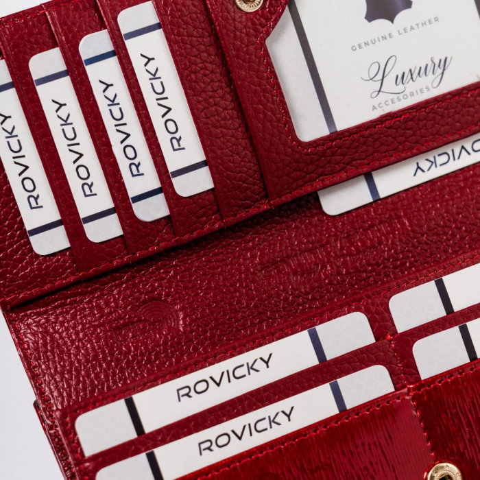 Portofel dama din piele naturala PORTG504, Rosu, Lorenti, RFID [10]