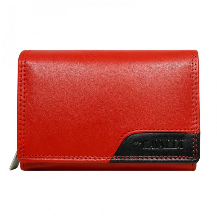 Portofel dama piele naturala Cavaldi PORT303 Rosu cu Negru [1]