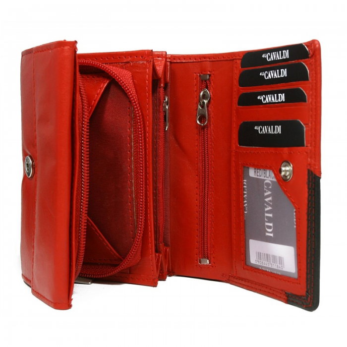 Portofel dama piele naturala Cavaldi PORT303 Rosu cu Negru [2]