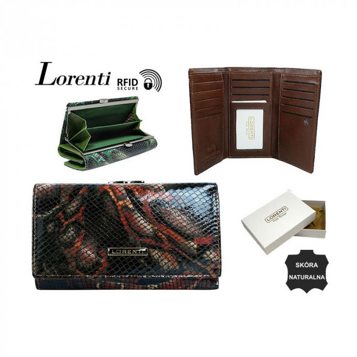 Portofel dama piele naturala Lorenti PORTG410 Rosu Piton, cu RFID [4]