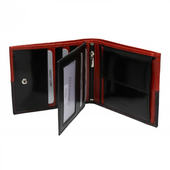 Portofel de lux din piele naturala cu protectie RFID - Rovicky PORM107 Rosu [2]