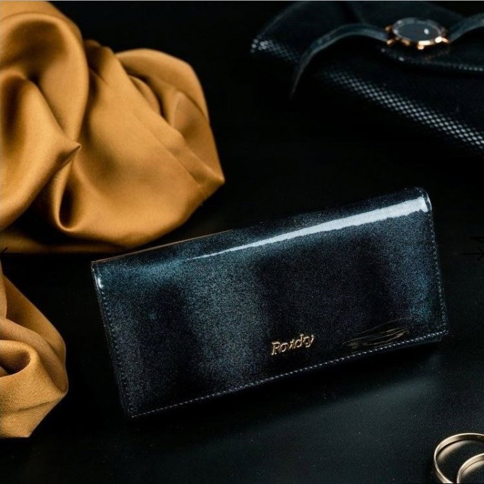 Portofel de lux pentru dama din piele naturala lacuita PORTG004, Negru [8]