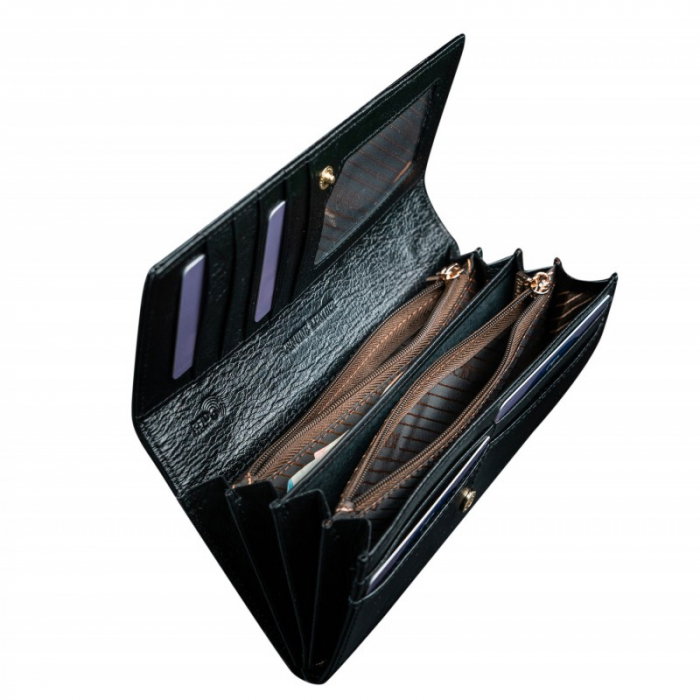 Portofel de lux pentru dama din piele naturala lacuita PORTG004, Negru [2]