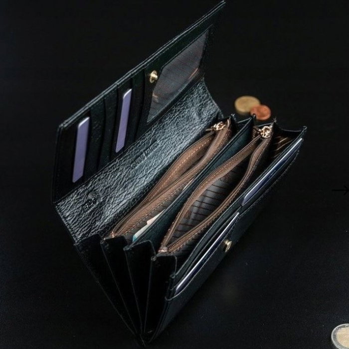 Portofel de lux pentru dama din piele naturala lacuita PORTG004, Negru [11]