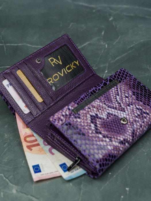 Portofel de lux pentru dama din piele naturala PORTG009 model sarpe, Lila [9]