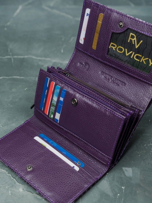 Portofel de lux pentru dama din piele naturala PORTG009 model sarpe, Lila [11]