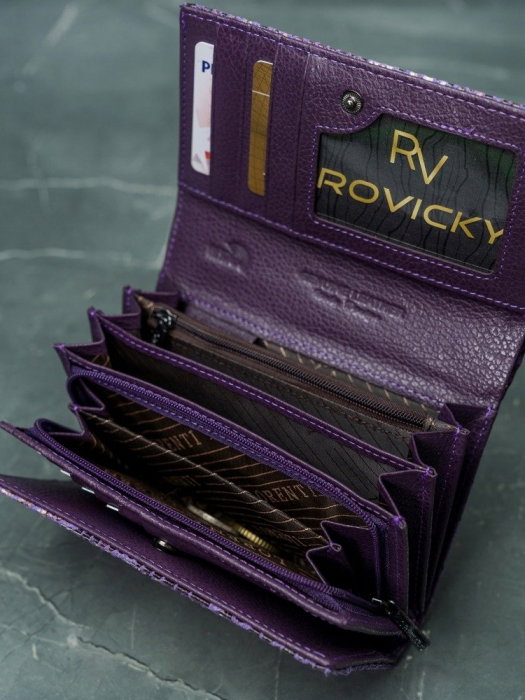 Portofel de lux pentru dama din piele naturala PORTG009 model sarpe, Lila [12]