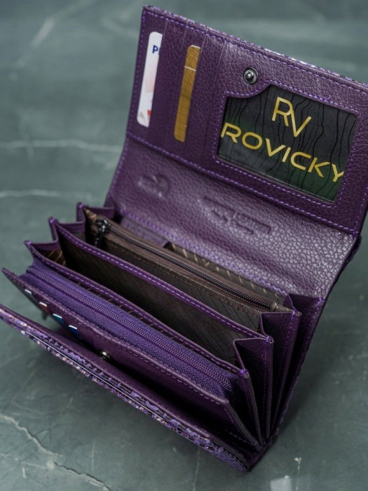 Portofel de lux pentru dama din piele naturala PORTG009 model sarpe, Lila [10]